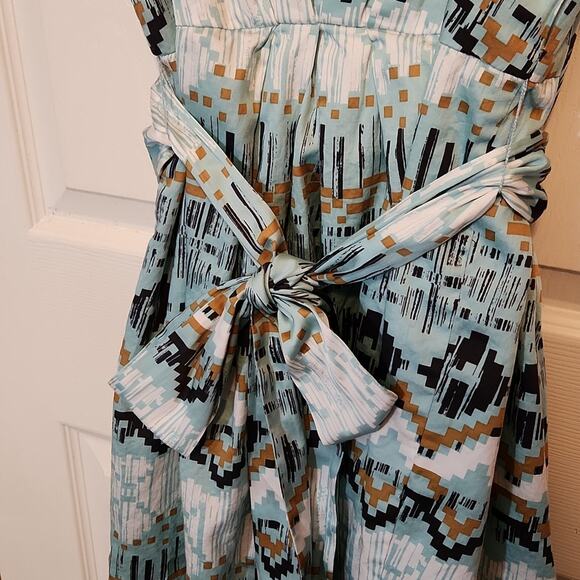 BCBGeneration Blue Multi-Colored Wrap Sleeveless Dress Size 10 Aztec Western - Picture 3 of 9